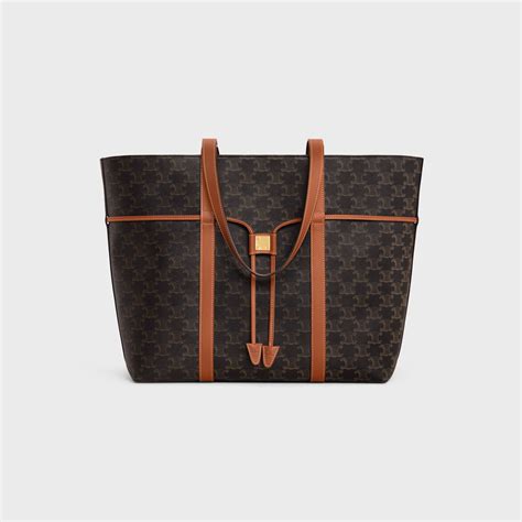 cabas drawstring in triomphe canvas and calfskin